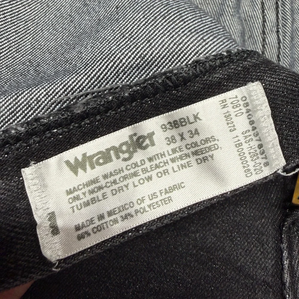 Vintage Wrangler 938BLK Cowboy Cut Jeans‎ Denim Western Faded Black Mens 38x34